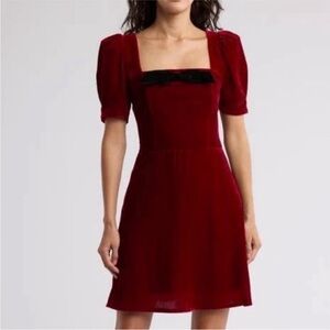 Wayf Red‎ Velvet Mini Dress XS